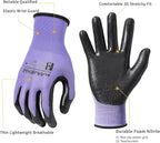 MANUSAGE Safety Work Gloves Nitrile For Men and Women, with Touchscreen Fingers, Men's Work Gloves with Grip, Mechanics Gloves (Size XXL, Purple, 12-pairs)