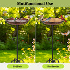 Gtongoko 10" Dia Bowl Small Metal Bird Bath for Outside Heavy Duty, 29" Height Bird Feeder Birdbaths for Outdoors, Garden Bird Bath Bowl with 5-prongs Base
