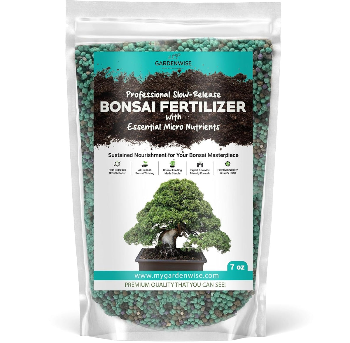Slow-Release Bonsai Fertilizer with Essential Micronutrients - Professional Grade Bonsai Tree Fertilizer Pellets | Perfect Food for Indoor & Outdoor Bonsai Trees (8 OZ)