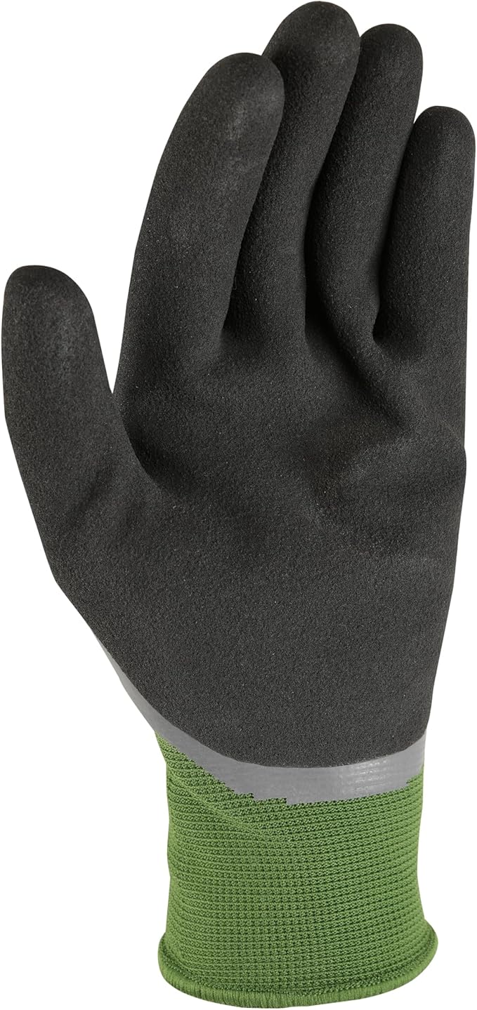 Wells Lamont Men's Waterproof Work Gloves with Latex Double Coating, Green/Black, Large (609L-300)