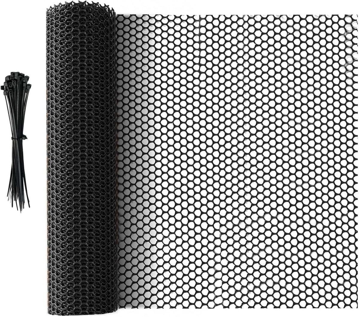 49.2 FT x 15.7 in Roll Mesh Fence, Versatile Black Plastic Fencing & Netting, Cuttable Animal Wire Mesh Fence, Durable Tree Trunk Protector, Suitable for Cat Dog Rabbit Barrier and Plant Protectors