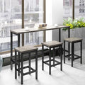 Harper & Bright Designs 4-Piece Dining Table Set, 60.2" L Solid Wood Dining Table with 3 Stools and Metal Frame for Kitchen Dining Room, Antique Grey + Black