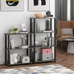 Furinno Turn-S-Tube 3-Tier Compact Multipurpose Shelf Display Rack with Square Tube, French Oak Grey/Black