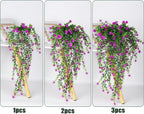 RECUTMS Artificial Fake Hanging Eucalyptus Plants Vine Hanging Plant Outdoor UV Resistant Plastic Plants Artificial Greenery for Bedroom Wall Decor Wedding Party Room Aesthetic Stuff(Fuchsia)