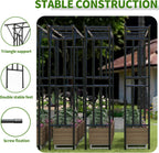 Flat Top Garden Arch Trellis 11FT x 9FT, Super Large Arbor Trellis for Climbing Plants Outdoor 141.7in x 108in x 19.7in, Metal Garden Frame for Backyard, Lawn, Archway, Wedding Decoration, Patio Black