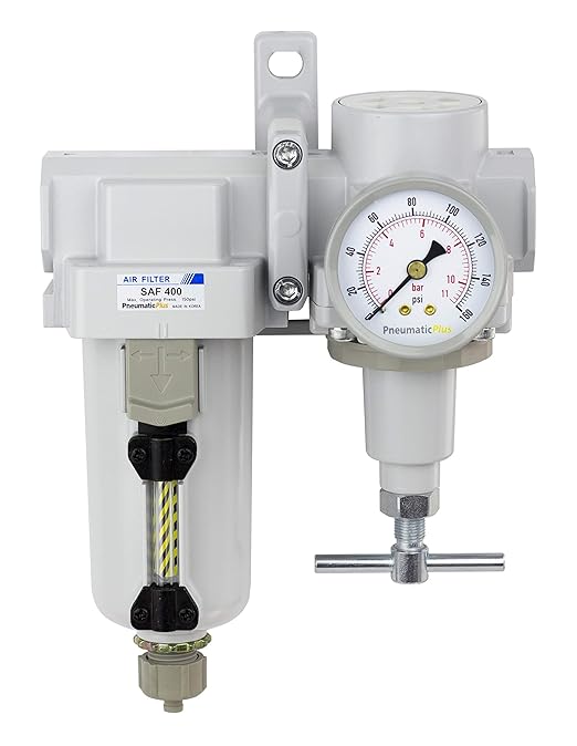 PneumaticPlus SAU420T-N06G-MEP Compressed Air Filter Regulator Combo 3/4" NPT -T-Handle, Manual Drain, Metal Bowl