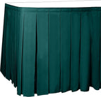 Ultimate Textile Pleat Polyester Fabric Table Skirt - Machine Washable Flame Resistant with Clips for Events, Weddings & Trade Shows, Cut & Sewn in Paterson, NJ - Teal, 17' Box Pleat