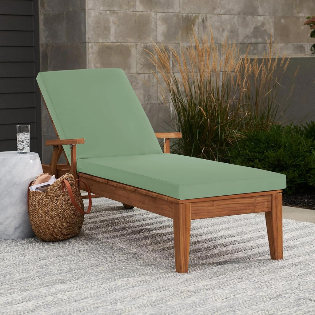 Chaise Lounge Cushions Outdoor - Waterproof and Fade Resistant Sun Lounger Replacement Cushions - Patio Lounger Pads with Removable Cover for Pool, Deck, Lawn, 72 x 21 x 3 Inch, Sage Green