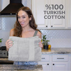 TEXTILOM 100% Turkish Cotton Oversized Luxury Bath Sheets, Jumbo & Extra Large Bath Towels Sheet for Bathroom and Shower with Maximum Softness & Absorbent (40 x 80 inches)- Light Grey