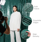Dark Green Sequin Backdrop Curtain 4 Pieces 2FTx8FT Glitter Photography Backdrop for Party Wedding Birthday Christmas Decorations