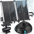 POPOSOAP 70W Solar Pond Filter with Fountain Pump, Solar Powered Water Pump with 580GPH Pond Filter for Outdoor Ponds, Adjustable Diverter Valve for Koi Ponds, Waterfalls, Garden Water Features