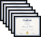 8.5x11 Picture Frame Set of 6,Black 8.5x11 Photo Frames Bulk for Document Certificate Award Diploma, Wall Hanging or Tabletop Display
