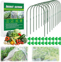 10 X 50 FT Garden Mesh Netting Kit Pest Barrier for Raised Beds, Fruit Tree Netting with 10 Sets Garden Hoops & 20 Clips for Cicadas Bird Insect, Blueberry Bush Netting Cover for Garden Protection