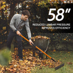VNIMTI Garden Rake for Gardening, Heavy Duty Garden Rake for Lawns, 14 Tines Bow Rake with Fiberglass Handle, 58 Inches