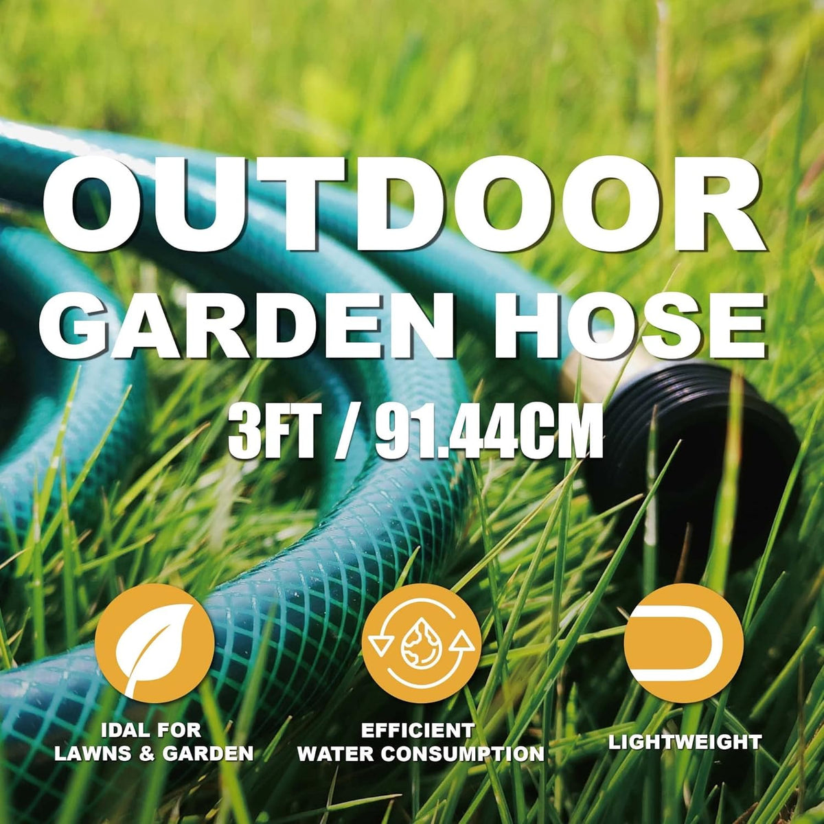 Garden Hose Leakproof for Gardener: 1/2” PVC Water Hoses with GHT Fittings - 3 FT No Kink and Flexible for Outdoor