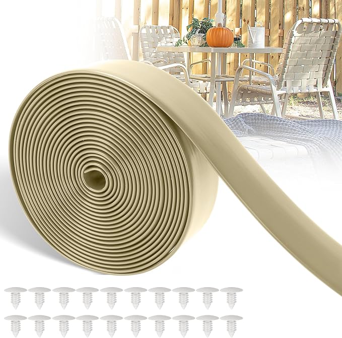 LukLoy 2" Wide 20ft Long Vinyl Straps for Patio Chairs Repair DIY + 20 Rivets, Replacement Straps for Lawn Chairs Patio Garden Balcony Outdoor Lounge Dining Furniture Repair, Driftwood