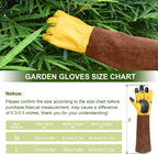 Long Gardening Gloves for Women Thorn Proof,Rose Pruning Cowhide Leather Garden Gloves for Cactus, Rose and Blackberry