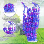 Hamiledyi Aquarium Plastic Plants Aquarium Decor Artificial Fish Tank Plants,Tall Fish Tank Decorations, Extra Large Aquarium Plant 23.6-inch Tall,2PCS（Purple Style A）