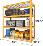REIBII 40" W Garage Shelving 2240 LBS Storage Shelves Adjustable Heavy Duty Shelving 4 Tier Metal Shelves for Storage 59.5"H Metal Shelf for Pantry Basement Warehouse 40"W × 19.5"D × 59.5"H, 2 Pack