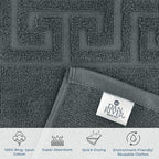 DAN RIVER Greek Bath Mat - Grey, 100% Ring Spun Cotton, Pack of 2, 20x32 inches, 800 GSM, Non-Slip, Absorbent, Quick Drying, Machine Washable Bathroom Floor Mats for Shower, Kitchen & Bath