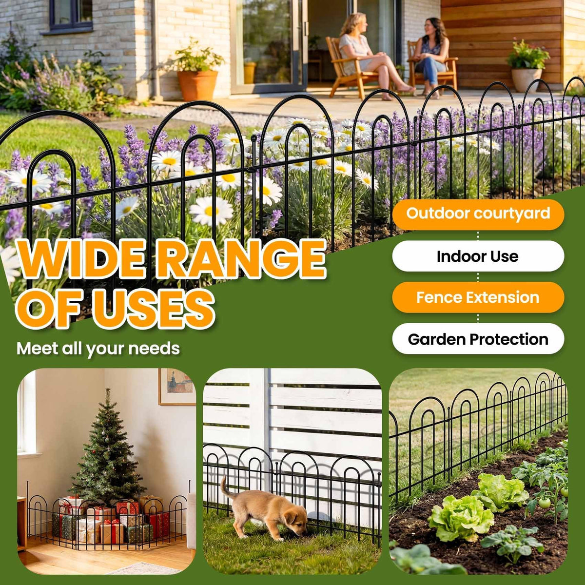 28 Pack 40ft x 13in Decorative Garden Fence Panels - Animal Barrier No Dig Fence Garden Fencing Dog Fence Outdoor for Yard Anti Digging Defense Barrier Garden Edging Border Arched Decorative Fence