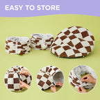 Lesure Large Cat Tunnel Bed - Cute Donut Bed for Indoor Cats with Washable Circle Cushion, Round Pet Peekaboo Cave Toy for Multi Kitten/Puppy/Rabbit, Large Brown Checks