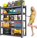 40" W Metal Garage Shelving Unit 3500LBS Metal Storage Shelves 5 Tier Adjustable Shelving Unit Garage Shelves for Kitchen Warehouse Pantry Basement, 71.2" H x 40" W x 17.7" D, Black