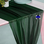 MDS 20 Pack 10ft Chiffon Table Runner 29 x 120 Inches Sheer Wedding Runner Romantic Rustic Table Runner for Wedding Decorations, Birthday Parties, Bridal Shower Party Arch Decor - Hunter Green