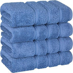 American Soft Linen Luxury Hand Towels for Bathroom, 600 GSM 100% Cotton Turkish 4 Piece Hand Towel Set, 600 GSM Hand Face Towels for Kitchen, Electric Blue Hand Towels