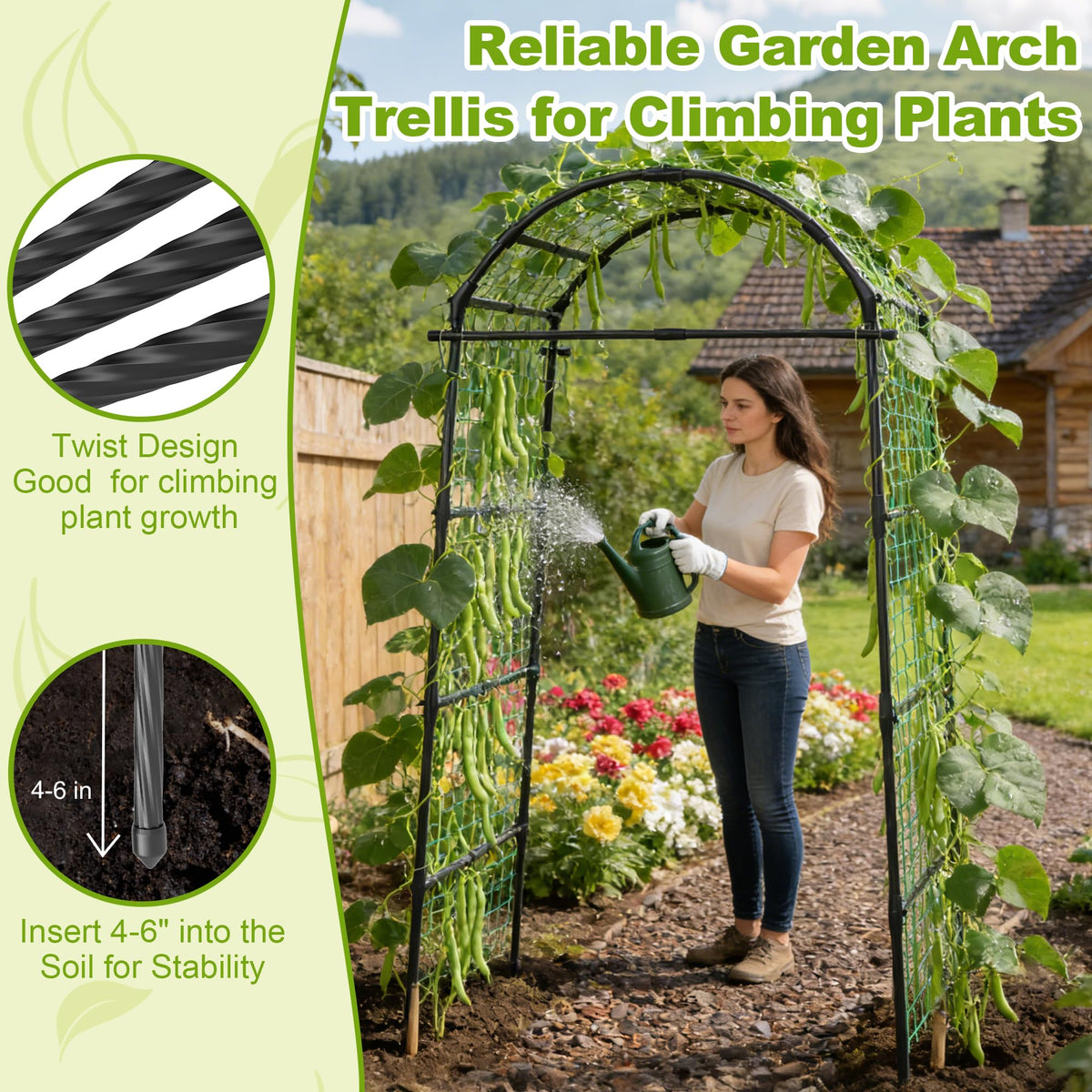 Miory Garden Arch Trellis for Climbing Plants Outdoor, 7ft Tall Plants Support Trellis for Climbing Vine Tomato Vegetable Flower Fruit, Cucumber Trellis for Raised Bed (32 x 83 Inch)