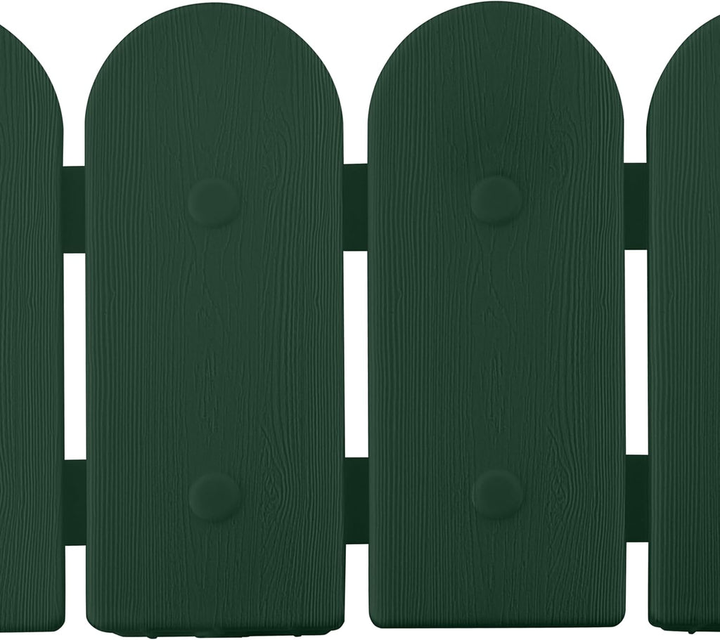 Evelyne Garden Border Edging: Wooden Fence Design - 16pcs Green Yard Landscaping Fence Liner Lawn Edge Barrier - 20ft Kit of Decorative Lawn Landscape Panels Elements -Landscaping Edging-GMT-10374-B16