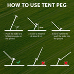 Eurmax USA Galvanized Non-Rust Camping Family Tent Pop Up Tent Stakes Canopy Anchors Heavy Duty 10pc-Pack, with 4x10ft Ropes & 1 White Stopper