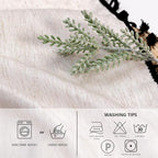 MYSKY HOME Table Cloth 60x120 in Rectangle, Heavy Duty Cotton Tassel Linen Look Waterproof Tablecloths Farmhouse Tablecloth, Wrinkle Free Table Cover with Black Tassels for Kitchen Dining, Party