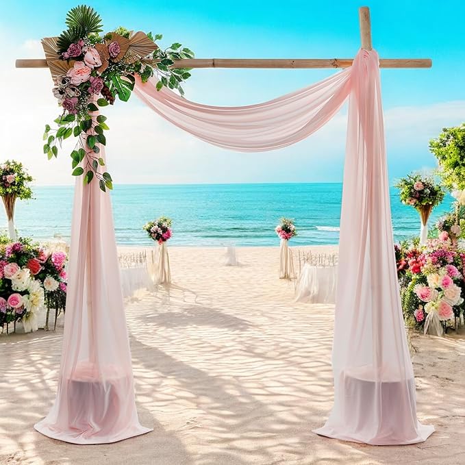MDS Halloween Chiffon Draping Fabric - 1 Panel, 30" Wide x 40ft Long - Sheer Spooky Arbor & Canopy Drapery for Haunted House Backdrops, Party Ceilings, DIY Costumes & Themed Events - Dusty Rose