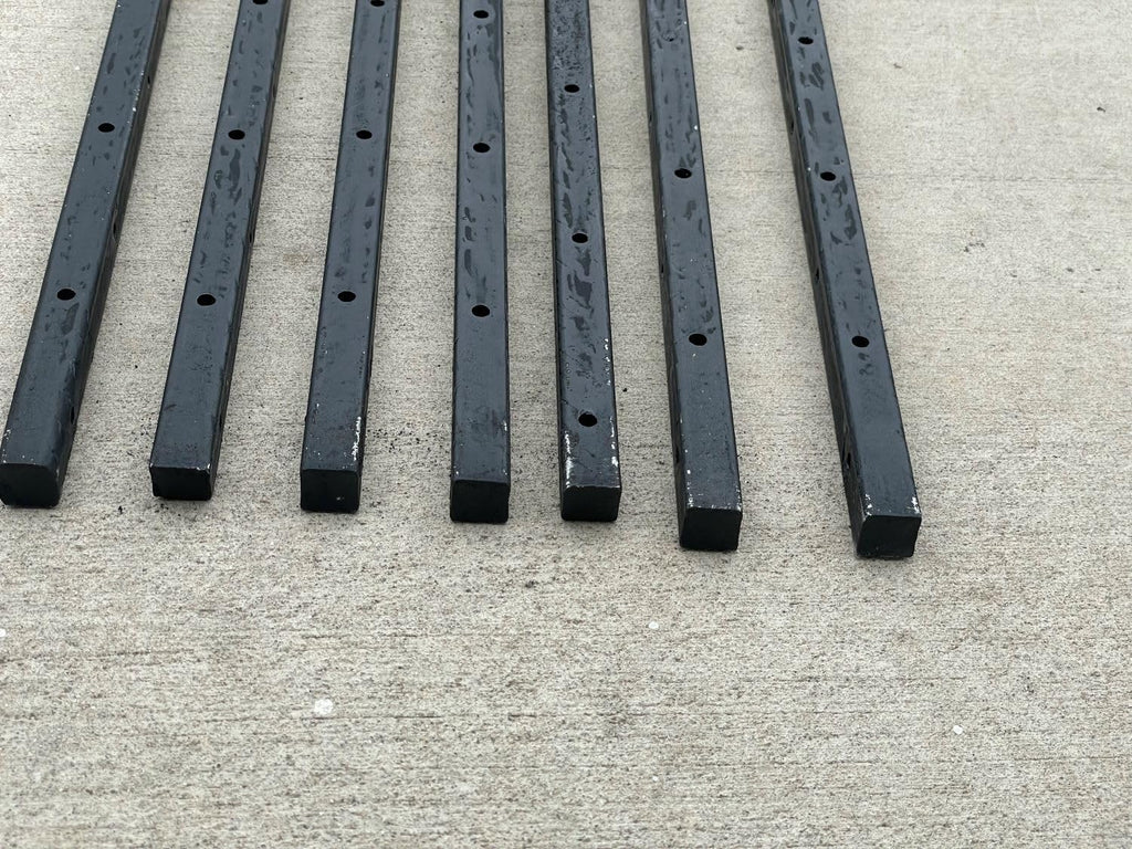 Sandbaggy Square Steel Concrete Form Stakes with Nail Holes - 5/8" Wide - Rust Resistant Coating - Removable, Reusable - Construction Grade Stakes (24 inch, 100)