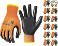 MANUSAGE Safety Work Gloves, Excellent Grip, Nylon Shell Foam Nitrile Palm Coated Working Gloves, Knit Wrist Cuff (Size XXL, Orange, 12-pairs) (N1558OXXL12)