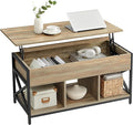 VASAGLE Lift Top Coffee Table, Lift Coffee Table with Storage Shelf, Hidden Compartments and Lifting Top, for Living Room, Office, 19.7 x 39.4 x (19.3-24.4) Inches, Oak with Blue Grains ULCT202B60