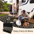Wonnitar 8x10 Outdoor Rug, Large Waterproof Reversible Outdoor Patio Area Rug, Indoor/Outdoor Plastic Straw Portable Camping Rug for Outside RV Balcony Garden Deck (Black & Brown,8'x10')