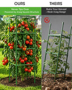 MQHUAYU 3 Pack Tomato Cages,Square Tomato Plant Stakes Support Cages Trellis for Garden Climbing Vegetables Flowers Fruits,Extra Bold