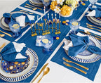 Solino Home Linen Indigo Blue Table Runner 144 Inches Long - 100% Pure Linen Extra Long Table Runner 14 x 144 Inch for Fall, Autumn - Classic Hemstitch