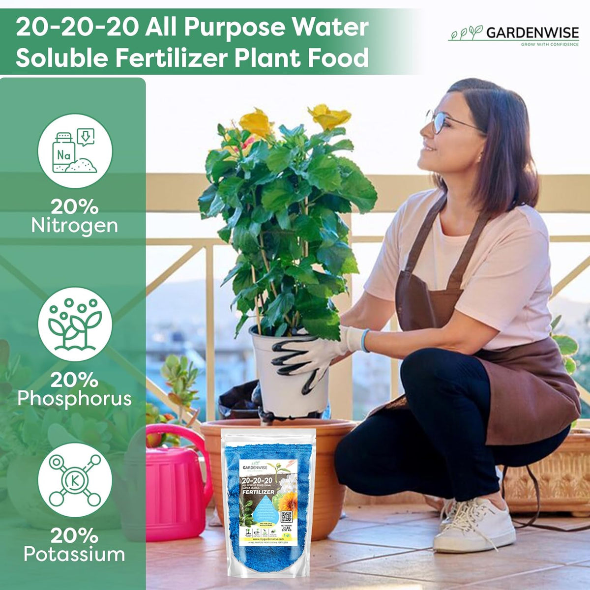 20-20-20 Water-Soluble Fertilizer – Powder for Liquid Plant Food for Indoor & Outdoor Plants, Orchids, Vegetables, Lawns, Flowers – 20 20 20 Fertilizer (20 QUARTS)