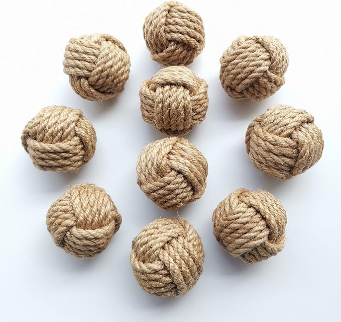 10PCS Orbs Decorative Balls for Centerpiece Bowls, Christmas Decorative Rope Balls for Bowls, Vase Filler, Decorative Bowl fillers for Farmehouse Coastal Table Decor