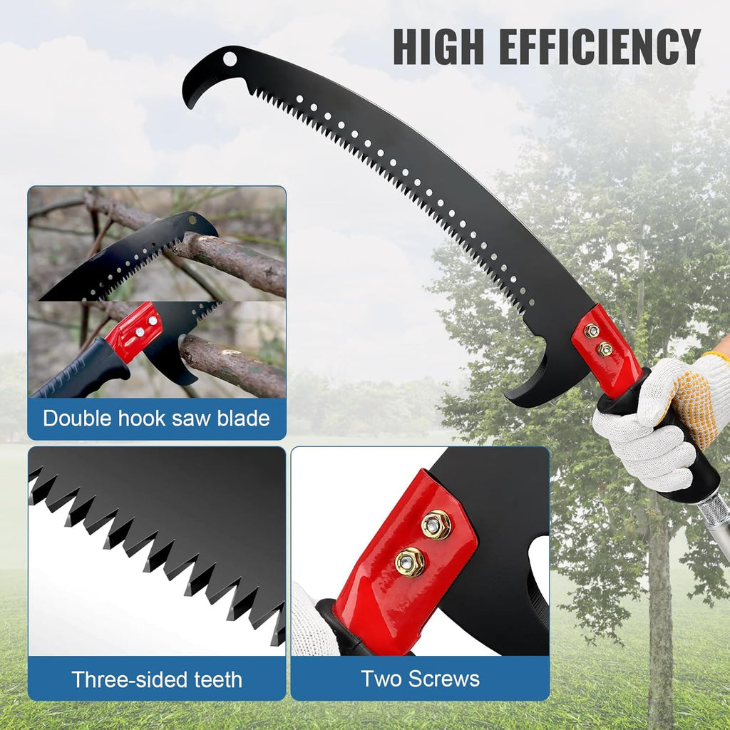 Manual Pole Saw 15ft, Lightweight Manual Stainless Steel Extension High Pole Pruning Pole Saw for Tree Trimming Branches at Forestry Yard Garden Patio