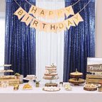 ShinyBeauty Navy Blue Sequin Backdrop 4x10ft (4 Panels) - Christmas Party Photo Booth, Winter Wedding Decor, Sparkle Curtain