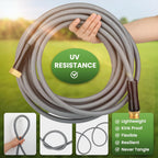 KLABB 36FT Garden Hose 5/8" with Solid Brass Connectors & 10-Function Nozzle, Lightweight Flexible PET Steel Hose with Adjustable Straps, No-Kink, Rustproof & Leak-Free for Garden & Outdoor Cleaning