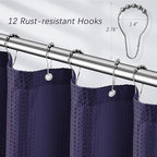 Purple Shower Curtain - Waffle Weave Fabric Heavy Duty Shower Curtain for Bathroom, Water Repellent Weighted 256GSM Hotel Quality Machine Washable Bath Curtains with 12 Hooks, 72Wx72H