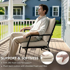 19x19 Inch Patio Chair Cushions Set of 2, Outdoor Furniture Cushions - Removable Cover, Water-Repellent, Fade-Resistant, Non-Slip Bottom & Straps, Replacement for Lawn, Porch & Deck Chair - Cream