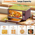 Nuwave Bravo Pro Smart Air Fryer Toaster Oven Combo, 12-in-1 Functions with Quicker & Even Crisp Technology, 1800W, 50-450°F, PFAS-Free, 21QT, Cinnamon