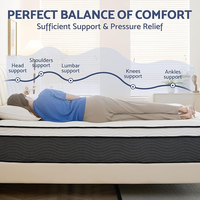 Twin Mattress, 14 Inch Twin Size Mattress in a Box, Hybrid Mattresses for Pressure Relief, Pocket Springs Mattresses, Firm