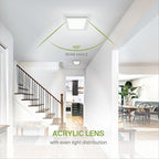 ASD LED 12" Square Flush Mount Ceiling Light Fixture, Low Profile Surface Lighting | 5CCT, Dimmable, Ultra-Thin, ETL Listed | 24W 1700LM 2700-6000K 120V | Kitchen, Hallway Lamp | White, 4 Pack
